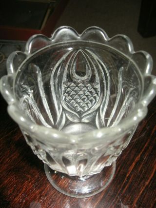 Eapg Antique American Pattern Glass Spoon Holder Pineapple England Glass Co