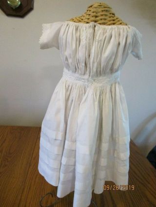 White Cotton Large Doll Dress Lace Trim & Pin Tucks 24 - 25 " Doll