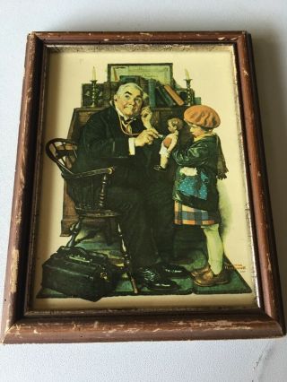 Vtg Norman Rockwell The Doctor And The Doll - Professionally Framed Art Print 8x6 "
