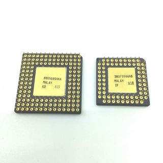 Intel A80386DX - 16 CPU / A80387 - 16 FPU Rare Vintage Set plus 4 30 - pin 256K SIMMs 2