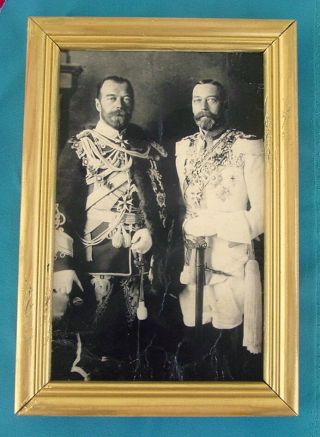 Tsar Nicholas Ii Of Russia & George V Of United Kingdom Antique Portrait Cousins