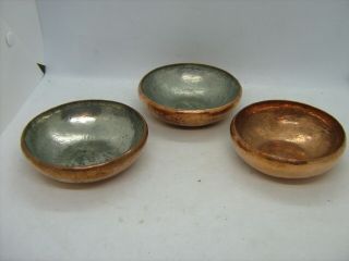 3 Vintage Hand - Hammered Copper Dishes