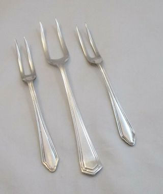 3 Vintage Art Deco Silver Plated Forks - 2 Prongs