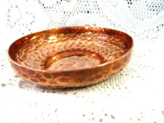 Vintage Arts & Crafts Hand Hammered Planished Small Copper Bowl