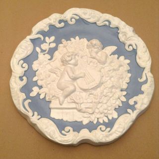 Antique Vintage Della Robbia Style Plaster Wall Hanging With Cherubs