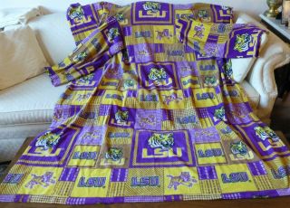 Vtg Lsu Tigers Snuggie Fleece Blanket Sleeves Traditional Mike Rare Purple/gold