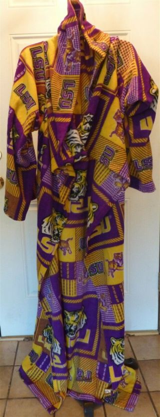 VTG LSU TIGERS Snuggie Fleece Blanket Sleeves Traditional Mike RARE Purple/Gold 2
