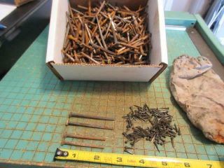 3 Pounds Vintage Assorted Length Square Cut Nails And Square Brads - Arts/crafts