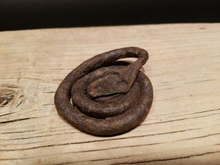 18th Century Antique American Forged Iron Coiled Snake Ex Voto Folk Art