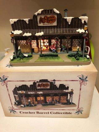 Christmas Cracker Barrel Old Country Store 2005 Lights Up Rare Santa On Porch