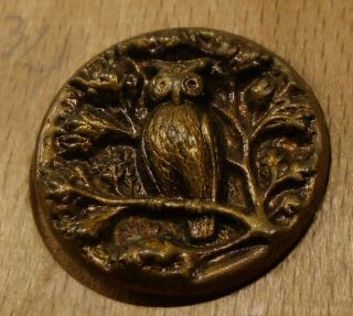 3/4 " Owl On Branch Metal Antique Button 9:27