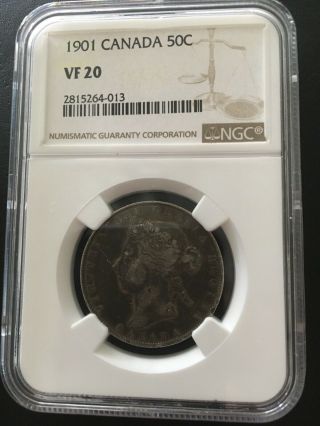 Canada Canadian Ngc 1901 50 Cents Half Dollar Vf 20 Rare