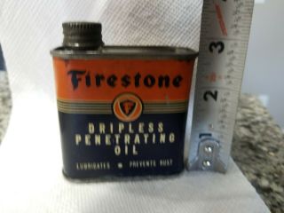 Vintage Rare 4oz Short Firestone Lead Top Handy Gun Reel Oil Tin Metal Can