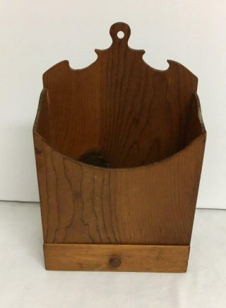 Vintage Tramp Art Primitive Wood Fruit Crate Wall Box W Drawer Mail Recipes