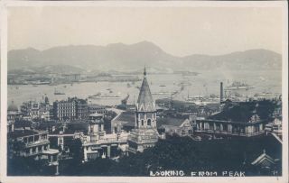 Hong Kong Looking From Peak Rare View Rppc 1920s