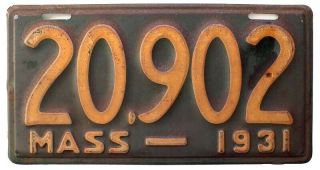 Massachusetts 1931 5 - Digit Shorty License Plate,  20902,  Antique,  Garage Sign