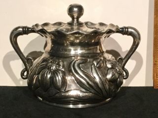 Antique 1860’s Rogers & Bros.  Flower Repousse Covered Sugar Bowl