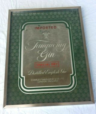 Vintage Antique Tanqueray Gin Special Dry 11 " ×15 " Metal Framed Mirror Ad
