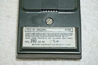 Vintage Rare GENIE AT - 90 Garage Door Remote Control,  12 DIP Switch/Freq 390 3