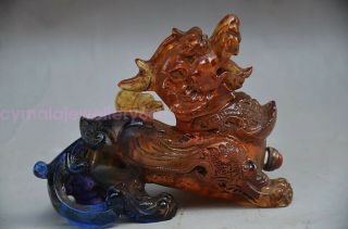 Exquisite Chinese Coloured Glaze Hand Carved Unicorn Snuff Bottle M.  285