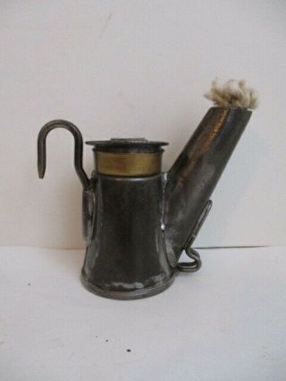 Antique Vtg Teapot Style Coal Miners/mining Cavers Lamp - 9