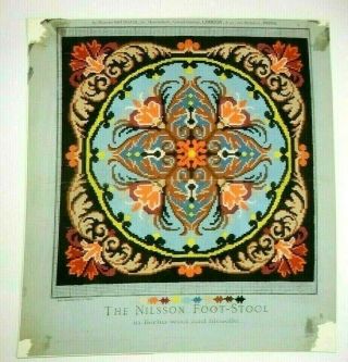 Antique Berlin Woolwork Printed Chart 19th Century - The Nilsson Footstool Design