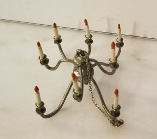 Vintage Dollhouse Miniature 1/12 scale Hanging Red Tipped Candle Chandelier 2