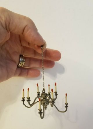 Vintage Dollhouse Miniature 1/12 scale Hanging Red Tipped Candle Chandelier 3