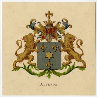 Antique Print - Heraldry - Coat Of Arms - Alberda - Wenning - Rietstap - 1883