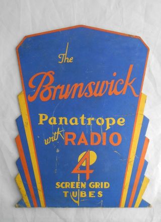 Antique Brunswick Panatrope Radio Advertsing Countertop Store Poster / Placard /