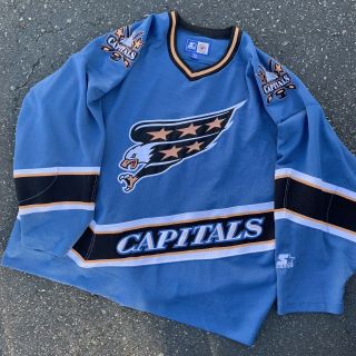 Vintage 90s Starter Washington Capitals Screaming Eagle Hockey Jersey Xxl Rare