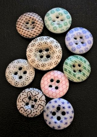Antique Calico China Buttons