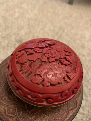 Vintage Red Chinese Cinnabar Carved Red Lacquer Box