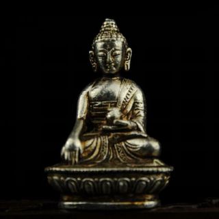 Chinese Old Copper Plating Silver Suparikirtitanamasri Buddha Statue A01