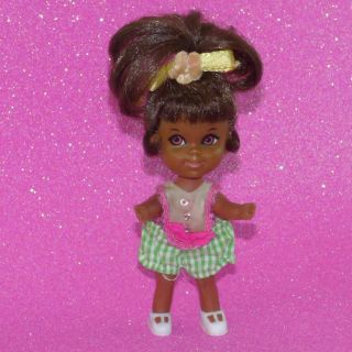 Mattel Liddle Kiddle Rolly Twiddle Black Doll Vintage Outfit Hair Bow,  Shoes