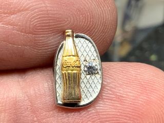 Coca - Cola 10k Gold Bottle Diamond Rare Vintage Service Award Pin.