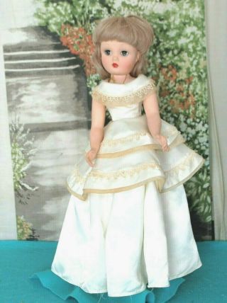 Cream 19 " Doll Satin Dress Gown & Slip For Alexander Cissy Or Revlon No Doll
