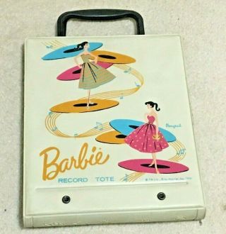 Vintage 1961 Mattel Barbie White Record Tote Vinyl 45 