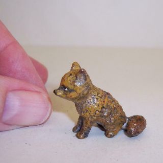 Tiny Vintage/antique Cold Painted Bronze Miniature Fox Cub Foxy Austrian