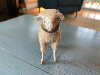 Putz Sheep Germany German Wooly Stick Leg Composition Antique Nativity Toy