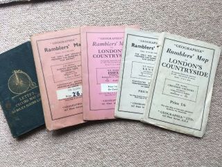 London Geographica Ramblers’ Maps X4 & Letts’s Cycling Map 50 Miles Round London