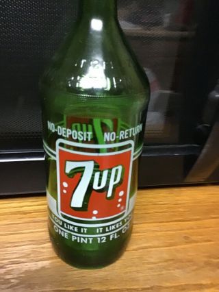 Rare Vintage 1966 7 - Up Bottle 1 Pint 12 Oz.  Size You Like It It Likes You