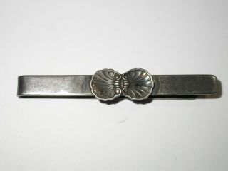 John L,  Lauritzen Denmark Vintage Sterling Silver Tie Bar Clip Double Shells