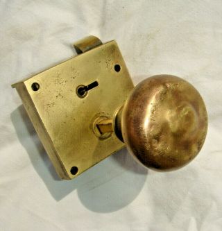 Vintage Antique Brass Door Lock By Walker 
