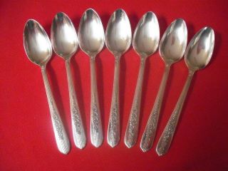 (7) Oneida Nobility Silverplate Demitasse Spoons,  1939 Royal Rose 10