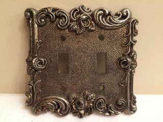 Vintage Brass Double Light Switch Cover Plate Ornate Roses American Tack 60tt J