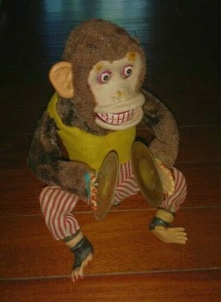 Vintage Musical Jolly Chimp Monkey Toy With Cymbals Antique Circus Carnival