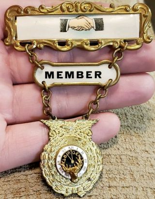 Rare Early 1900s Bpoe Elks Fraternal Secret Handshake Member Medal Badge Pin
