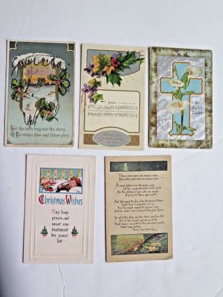 Antique Postcards 26 Mixed Christmas Years Easter Most if Posted 1900 - 1920 2