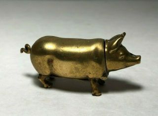 Antique Figural Miniature Pig Vesta Match Safe With Integrated Striker -